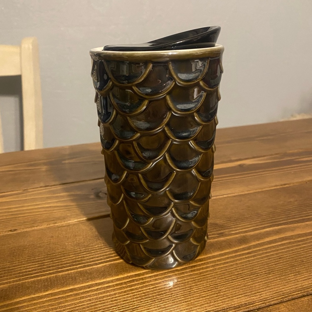Starbucks Ceramic Tumbler travel mug mermaid scale Design